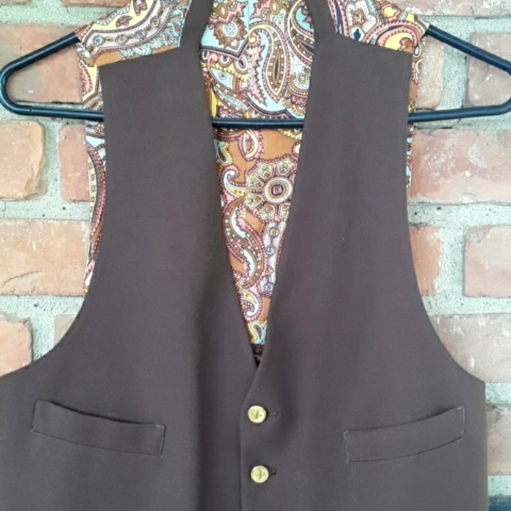 Vintage Retro Paisley Brown 60s 70s vest